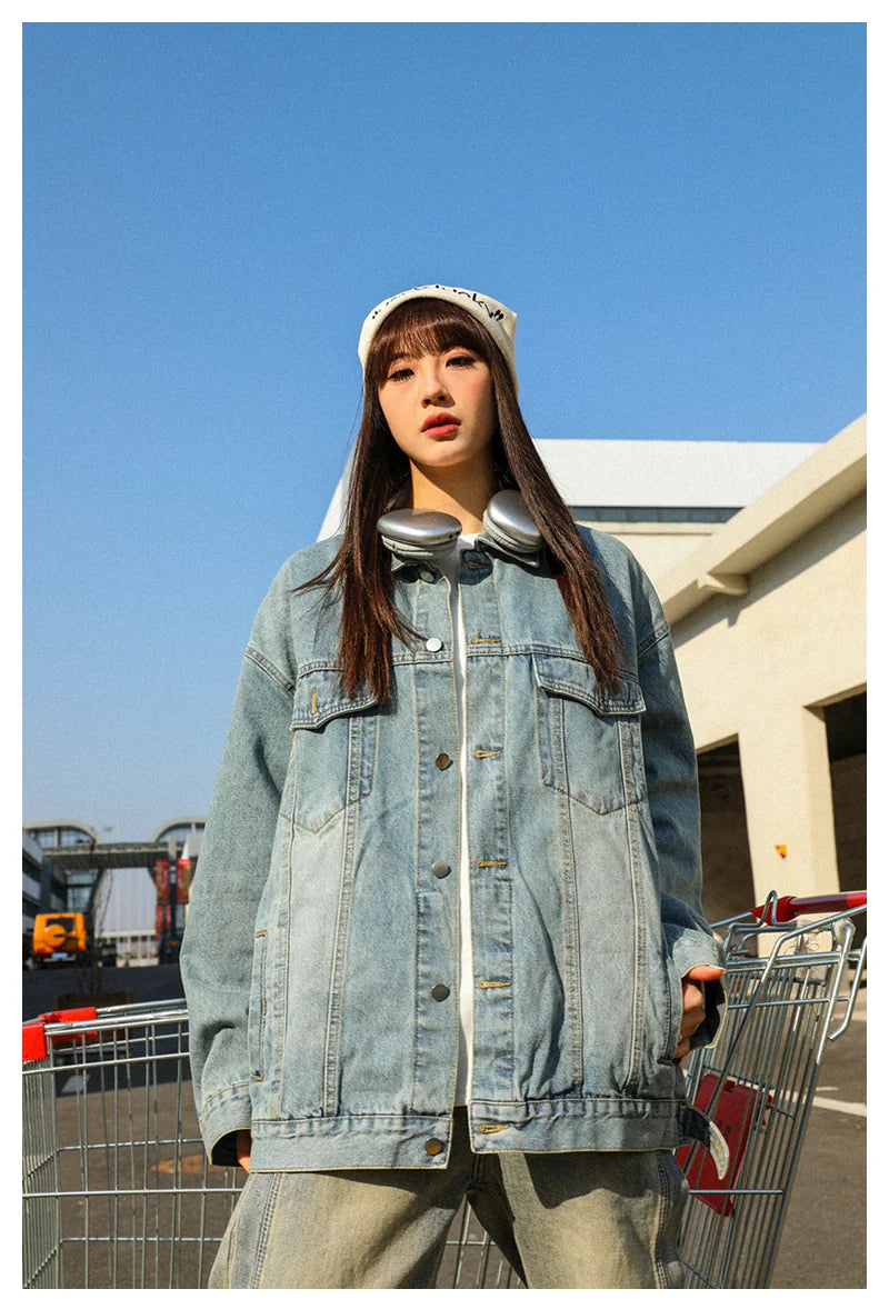 MANYSTON denim jacket men's trendy brand new top couple denim jacket spring cool casual jacket American style