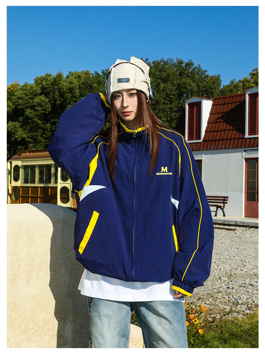 MANYSTON European and American Street Leisure Sports Jacket Men's Spring and Autumn Youth Trendy Brand Stand up Pilot Jacket