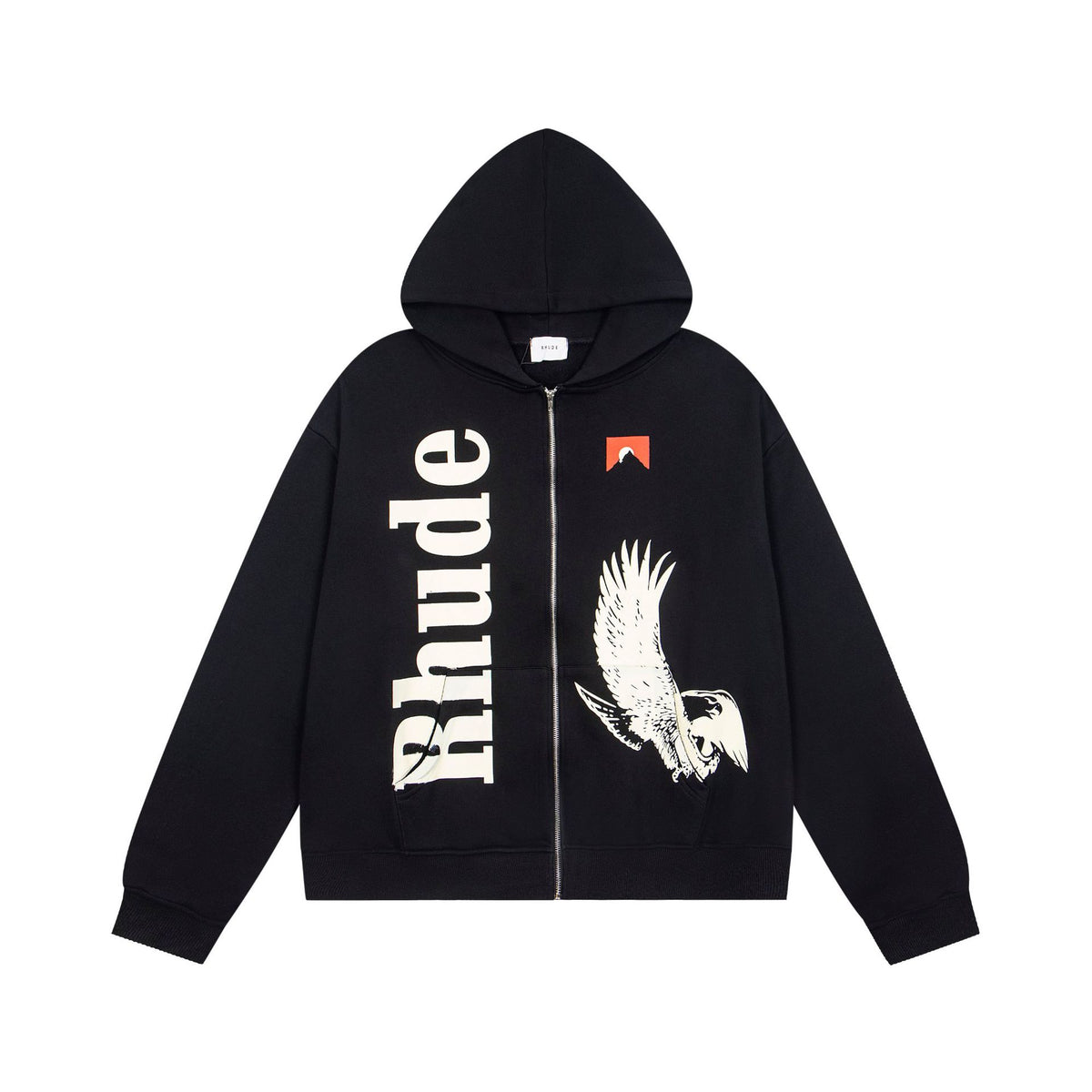Cross border trendy brand RHUDE personalized pattern letter print heavyweight cotton casual comfortable and fashionable hooded sweatshirt