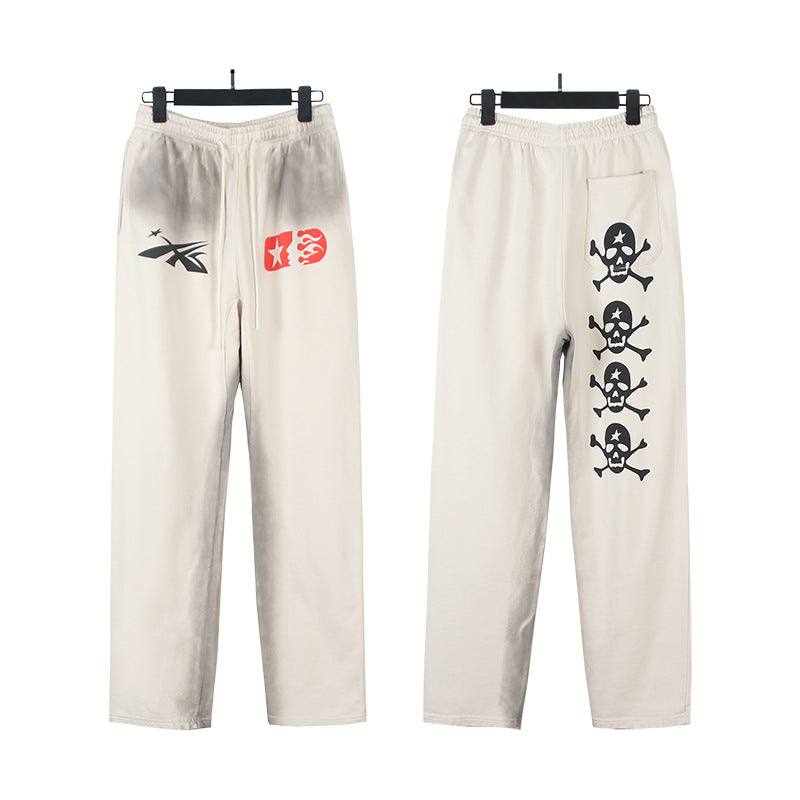 Cross border Fashion Hellstar Washed Retro Hip Hop American Street Printed Casual Cotton Pants Bathroom Pants
