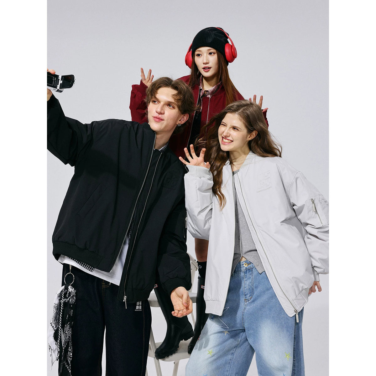 Star style MANYSTON American baseball collar waterproof cotton jacket men's winter trendy loose casual cotton jacket
