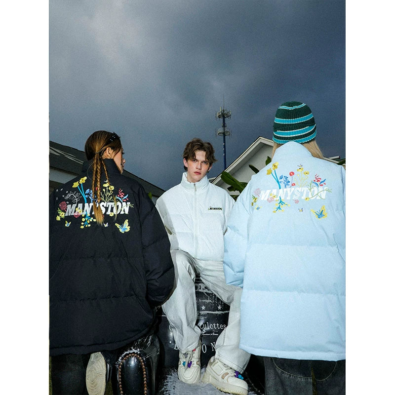 MANYSTON American High Street Youth Waterproof Down Jacket Men's Winter Couple's Stand up Collar Bread Jacket