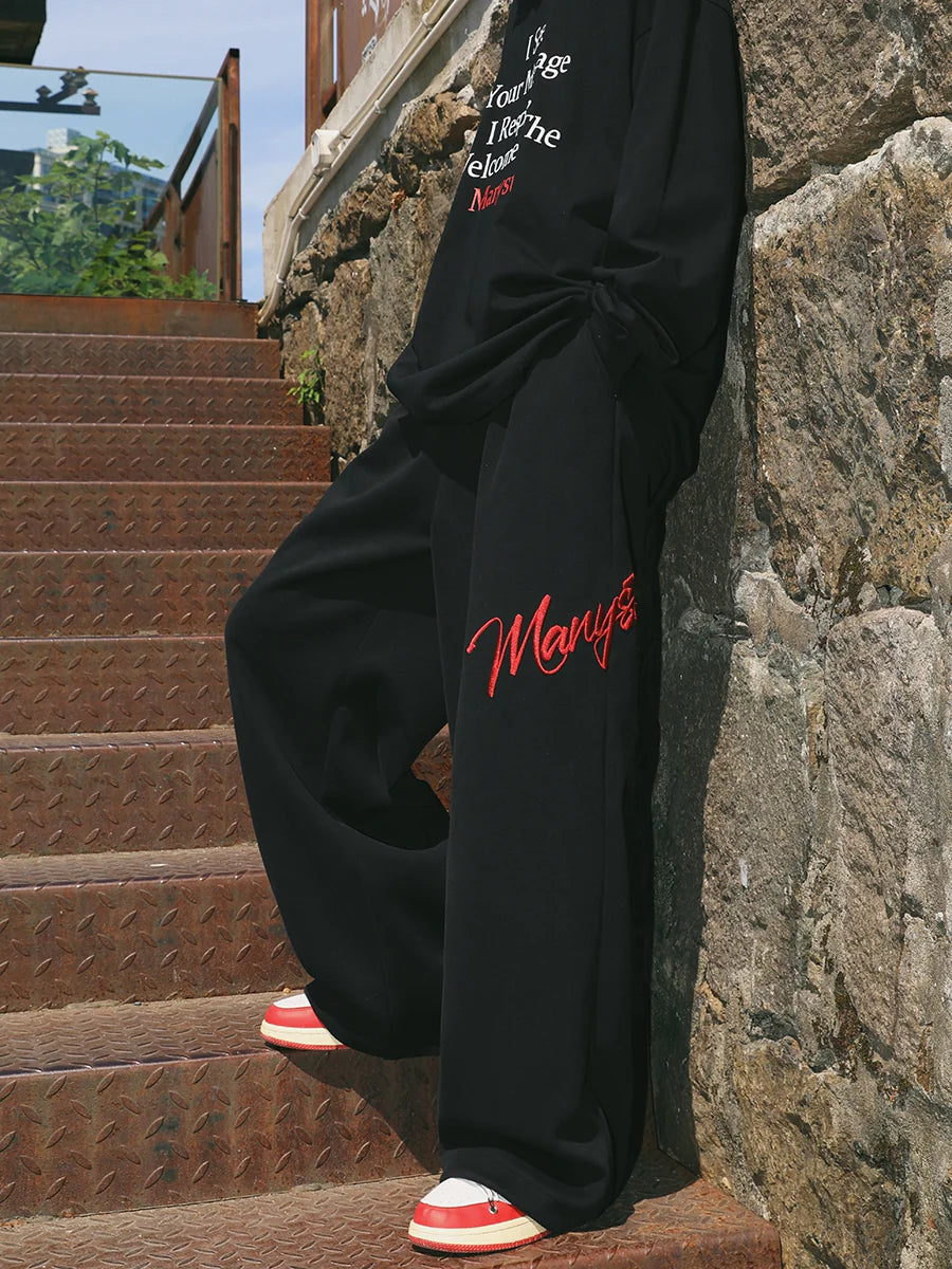 Tian Shuchen's same style MANYSTON American fashion brand sanitary pants for boys in spring and autumn, high street straight leg loose casual pants