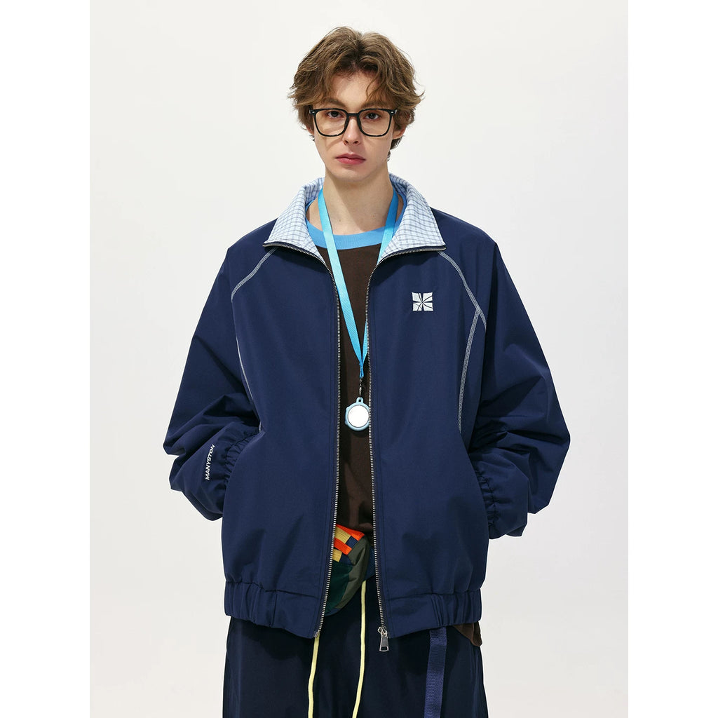 Hao Yiran's same MANYSTON American fashion brand lapel plaid jacket, spring loose casual cardigan jacket