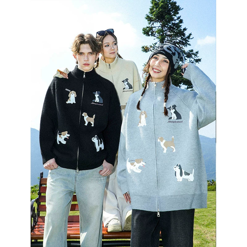 MANYSTON American High Street Trendy Brand Youth Sweater Men's Winter Lazy Style Couple Knitted Cardigan Coat