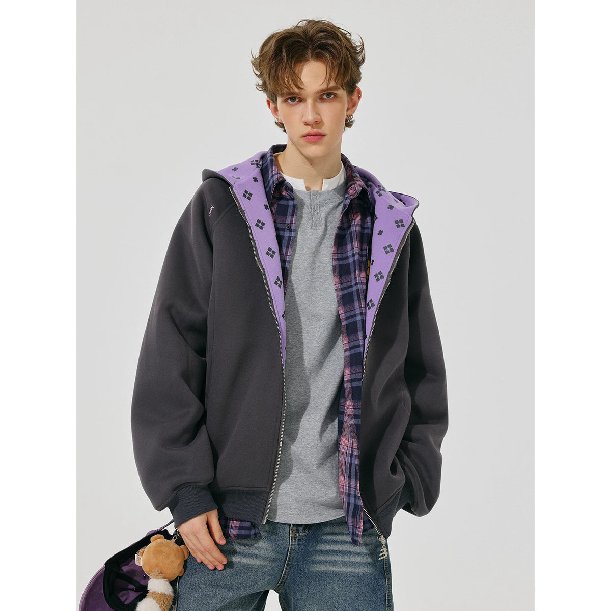 Hao Yiran's MANYSTON American style hooded jacket for spring and autumn couples, loose casual cardigan jacket