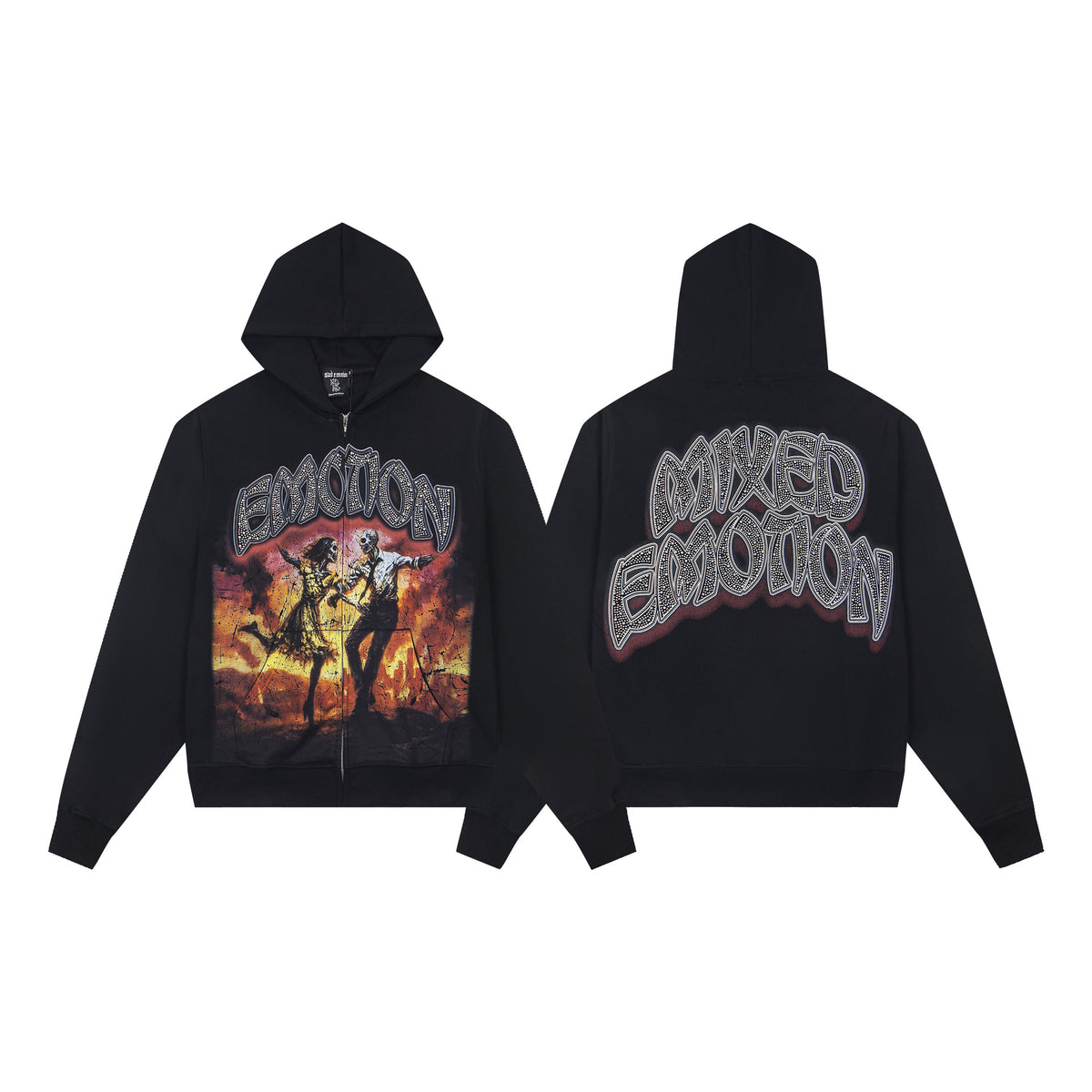 Cross border fashion new MIXEDEMOTION American street hip-hop pure cotton highly restored hooded sweatshirt