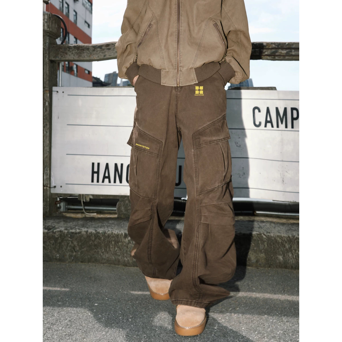 MANYSTON American high street workwear straight leg pants for men, spring and autumn casual loose straight leg wide leg floor pants
