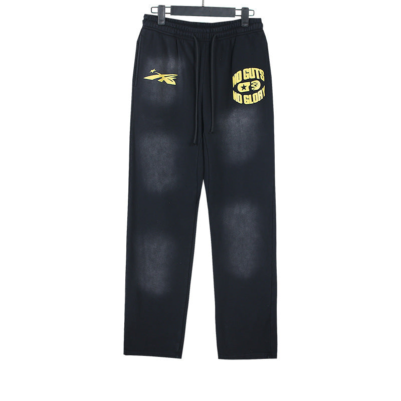 Cross border Fashion Hellstar Washed Retro Hip Hop American Street Printed Casual Cotton Pants Bathroom Pants