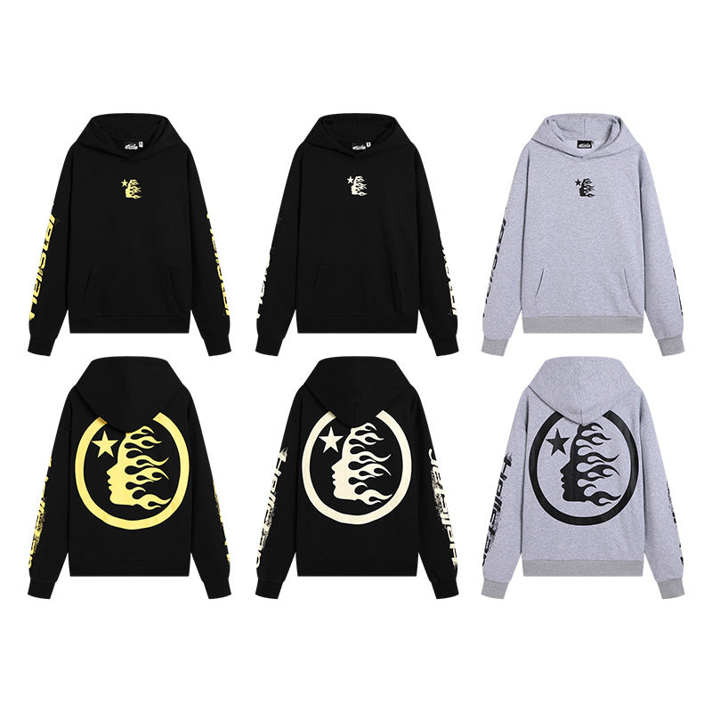 Cross border fashion Hellstar American street hip-hop versatile casual autumn and winter printed hooded sweatshirt