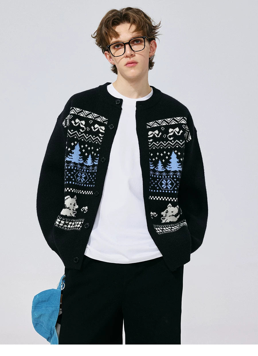MANYSTON American cardigan knitted sweater men's autumn and winter trendy brand loose youth casual jacket
