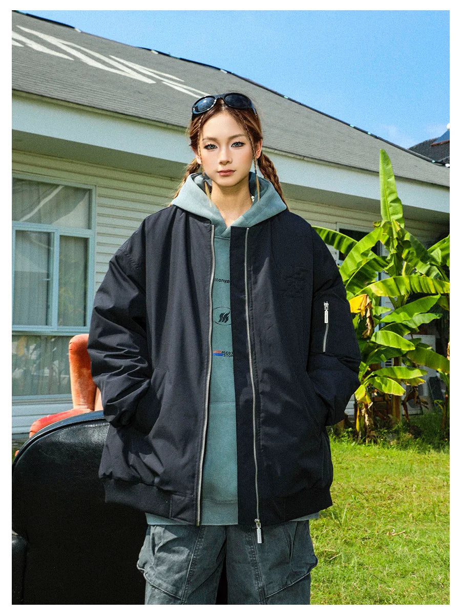 Celebrity style MANYSTON American high street pilot jacket, cotton jacket, couple baseball jacket, cotton jacket, casual jacket