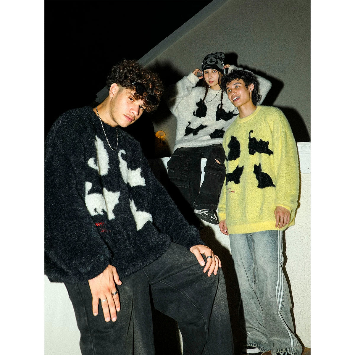 MANYSTON American Trendy Brand Youth Couple's Sweater Winter European and American Lazy Style Knitted Jacket for Men