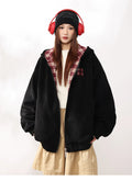 MANYSTON American style fleece hooded cardigan jacket for men's autumn and winter trendy brand teenagers, cotton padded thick jacket
