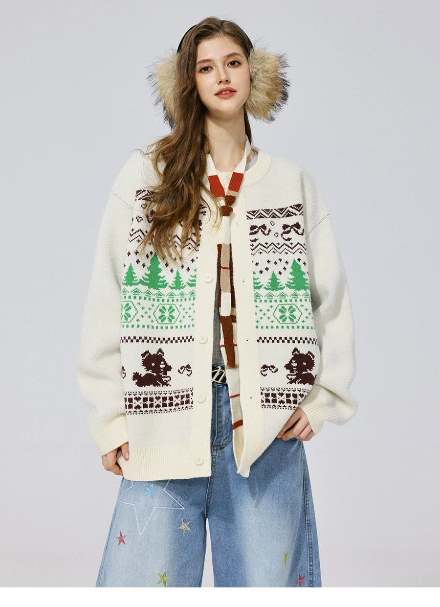 MANYSTON American cardigan knitted sweater men's autumn and winter trendy brand loose youth casual jacket