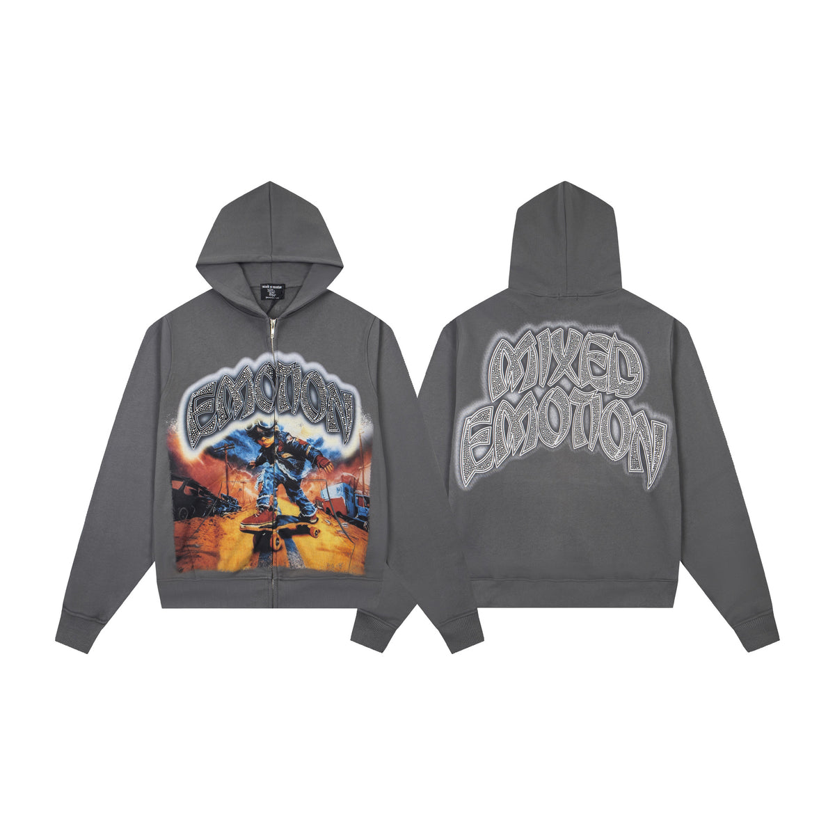 Cross border fashion new MIXEDEMOTION American street hip-hop pure cotton highly restored hooded sweatshirt