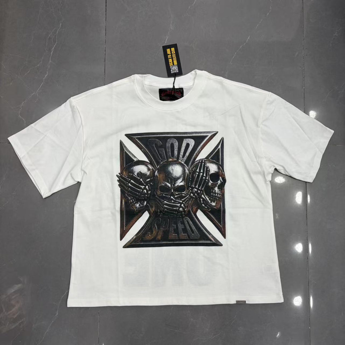 Cross border fashion Godspeed new American street hip-hop pure cotton retro vintage casual versatile short sleeved shirt