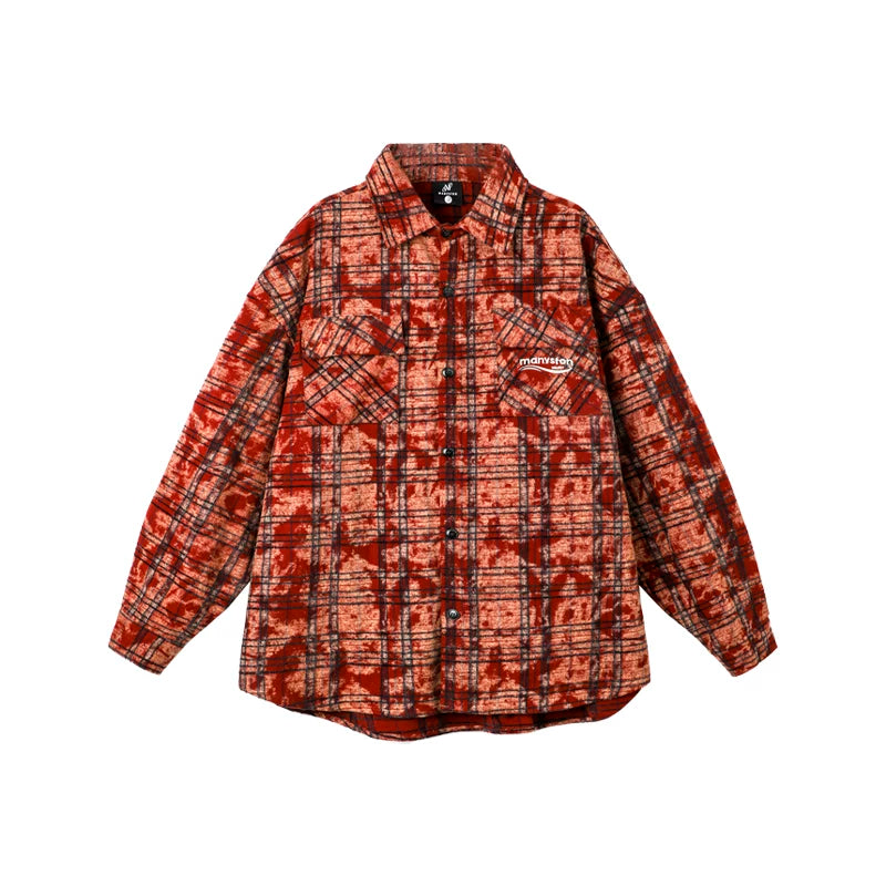 MANYSTON China-Chic American style long sleeved flowered shirt for men in spring and autumn, senior sense, ruffian handsome plaid casual shirt coat