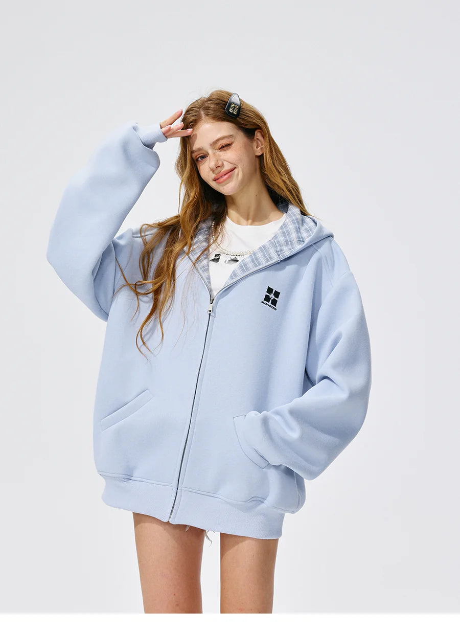 Hao Yiran's same style MANYSTON American hooded cardigan sweatshirt men's spring and autumn loose hoodie jacket