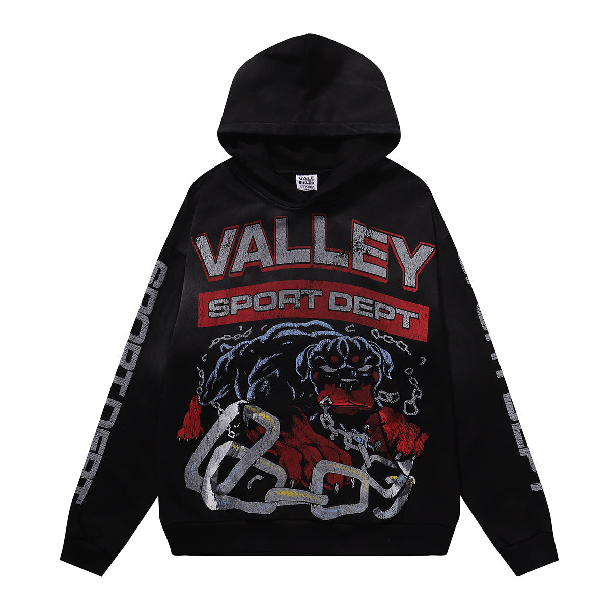 Cross border fashion VALE autumn and winter new printed hip-hop street style pure cotton casual versatile hooded sweatshirt