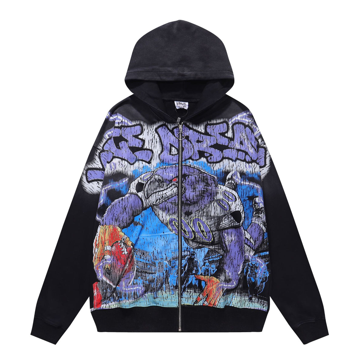 Cross border fashion VALE autumn and winter new printed hip-hop street style pure cotton casual versatile hooded sweatshirt