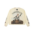 Cross border fashion Godspeed new American street hip-hop print retro waffle casual long sleeved T-shirt