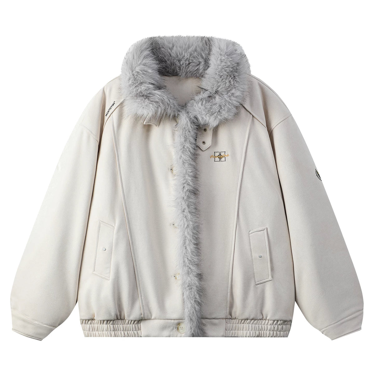 Nine tailed same style MANYSTON American retro fur collar cotton jacket men's winter couple warm cotton jacket