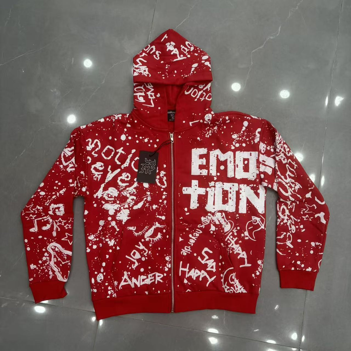 Cross border fashion new MIXEDEMOTION American street hip-hop pure cotton highly restored hooded sweatshirt