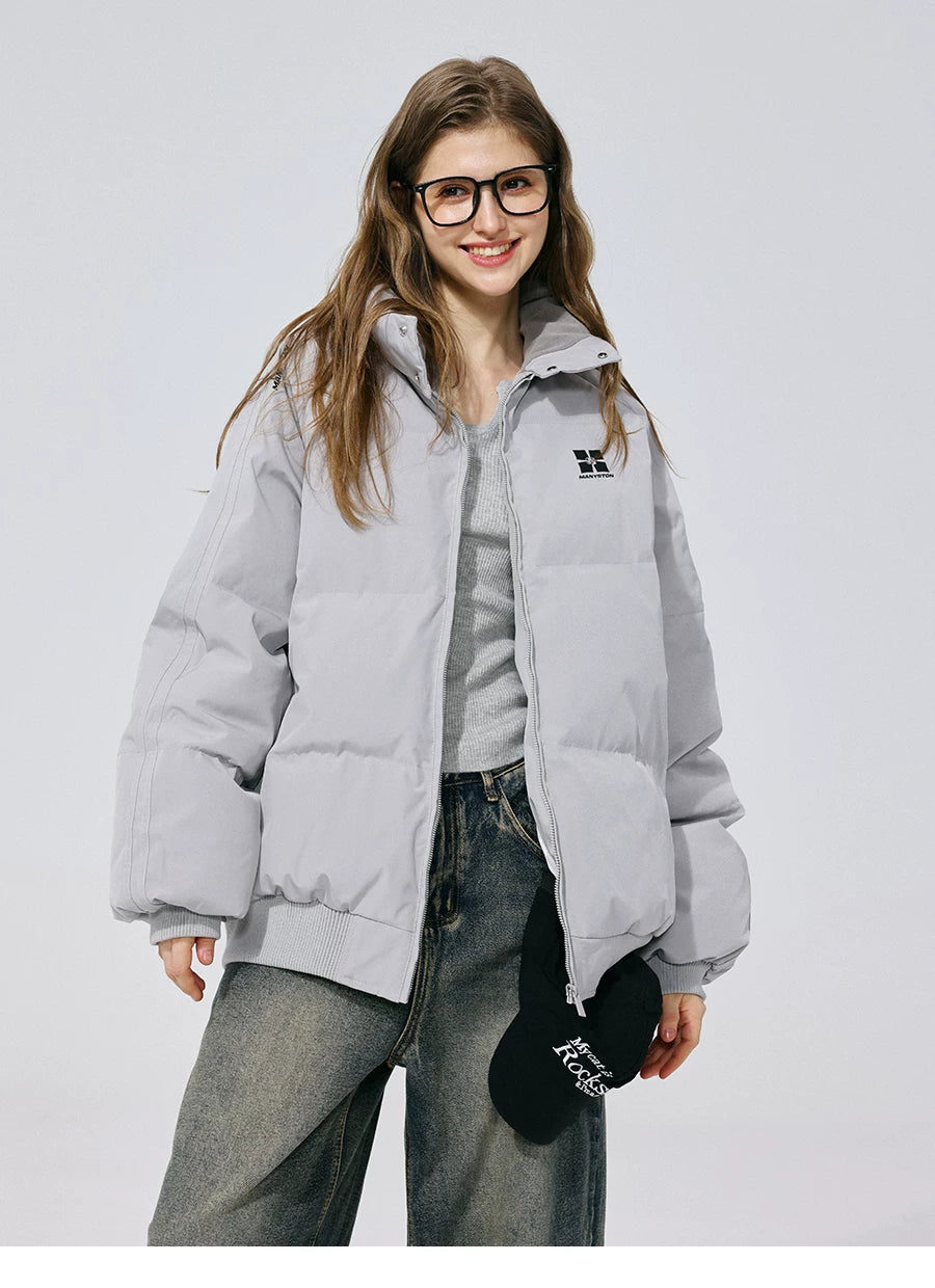 MANYSTON American Trendy Brand Stand up Cotton Jacket Men's Winter Youth Thick Cotton Jacket Couple's Casual Jacket