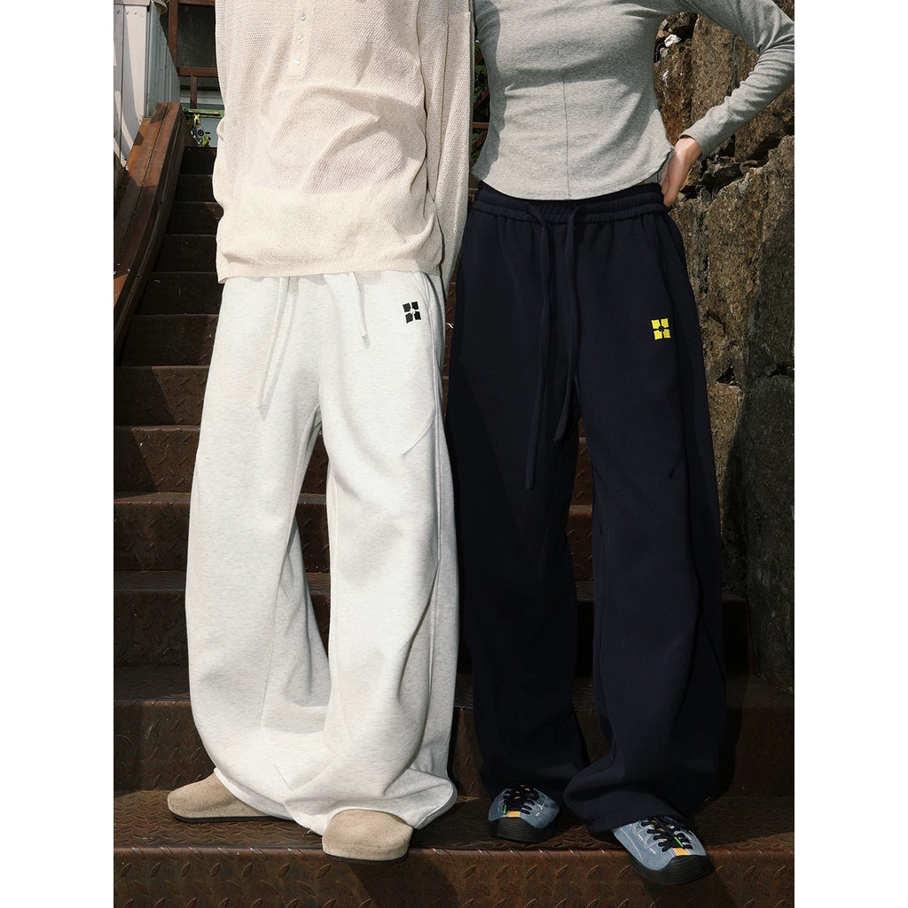 MANYSTON American High Street Versatile Casual Wide Leg Pants, Men's Niche Design Sense, Black Straight Leg Pants, Spring and Autumn