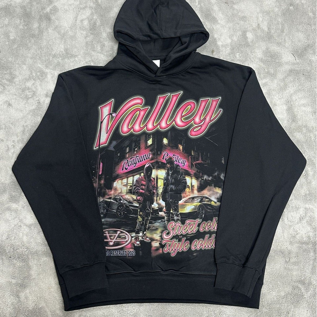 Cross border fashion VALE new retro hooded sweatshirt printed with American street hip-hop cotton versatile hooded sweatshirt