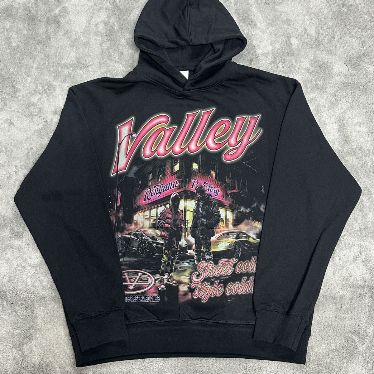 Cross border fashion VALE new retro hooded sweatshirt printed with American street hip-hop cotton versatile hooded sweatshirt