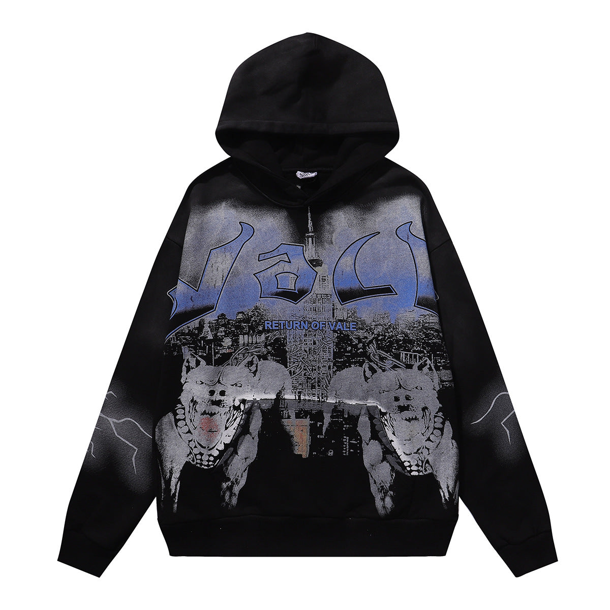 Cross border fashion VALE autumn and winter new printed hip-hop street style pure cotton casual versatile hooded sweatshirt