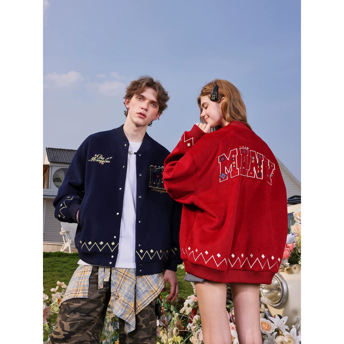 MANYSTON American retro letter embroidered baseball jacket men's spring and autumn heavyweight street flying jacket