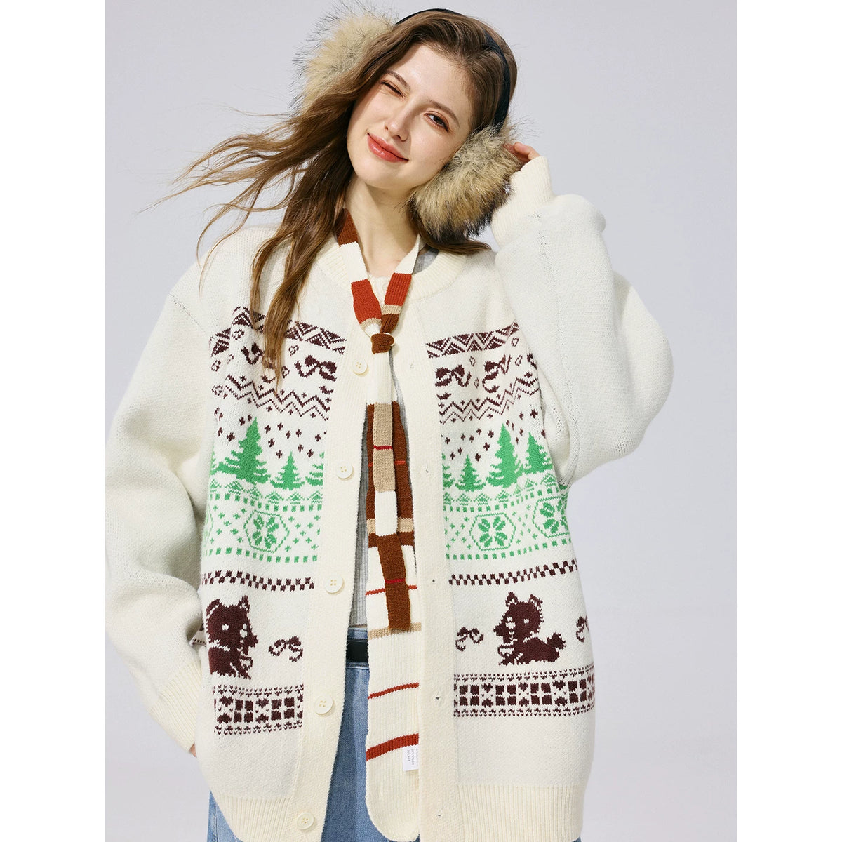 MANYSTON American cardigan knitted sweater men's autumn and winter trendy brand loose youth casual jacket