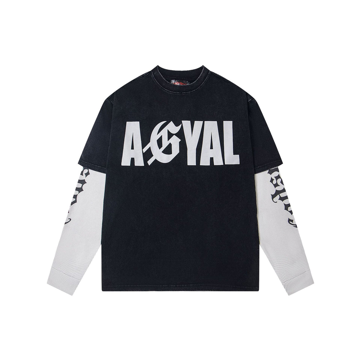 Cross border fashion Godspeed new American street hip-hop print retro waffle casual long sleeved T-shirt