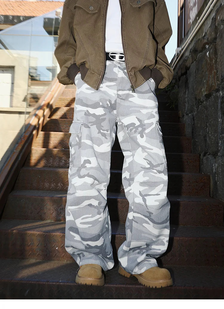 MANYSTON American High Street Camouflage Casual Long Pants Men's Spring and Autumn Youth Loose Straight Work Pants