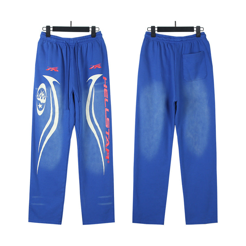 Cross border Fashion Hellstar Washed Retro Hip Hop American Street Printed Casual Cotton Pants Bathroom Pants