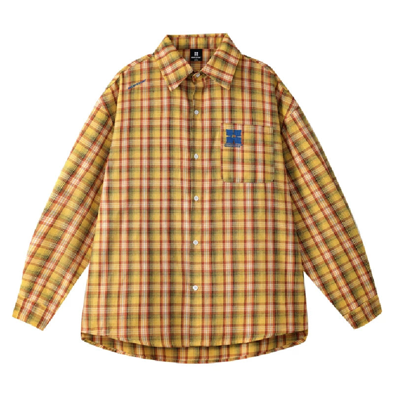 Lv Sitong's same MANYSTON American retro long sleeved shirt for men's spring and autumn couple outfit embroidered shirt
