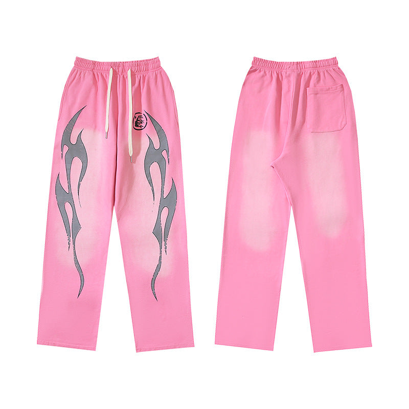 Cross border Fashion Hellstar Washed Retro Hip Hop American Street Printed Casual Cotton Pants Bathroom Pants