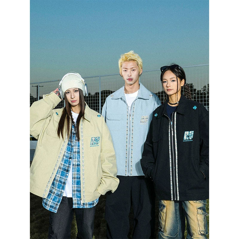 Manyston american high street youthcasualoutwearmen's spring autumfashionable brandcouppure cottonworkwearjacket