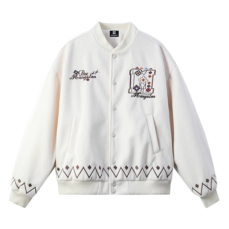 MANYSTON American retro letter embroidered baseball jacket men's spring and autumn heavyweight street flying jacket