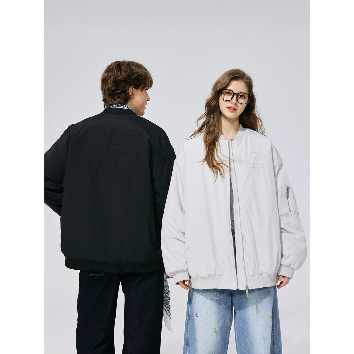 Star style MANYSTON American baseball collar waterproof cotton jacket men's winter trendy loose casual cotton jacket