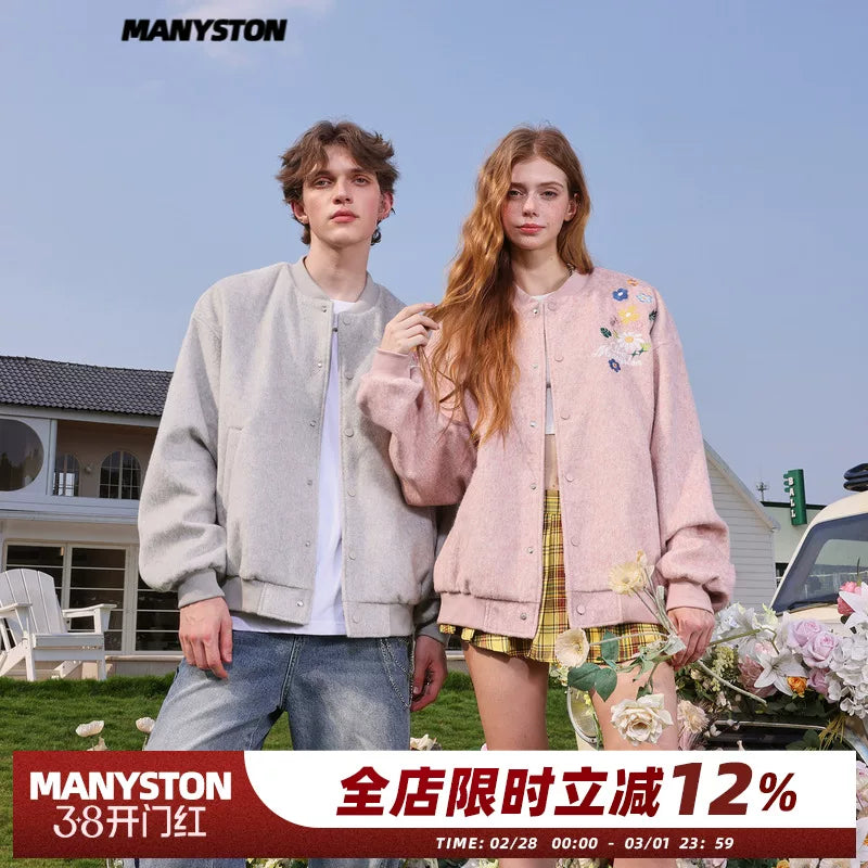 Zhuo Yuan's same style MANYSTON American baseball jacket men's spring and autumn couple loose jacket