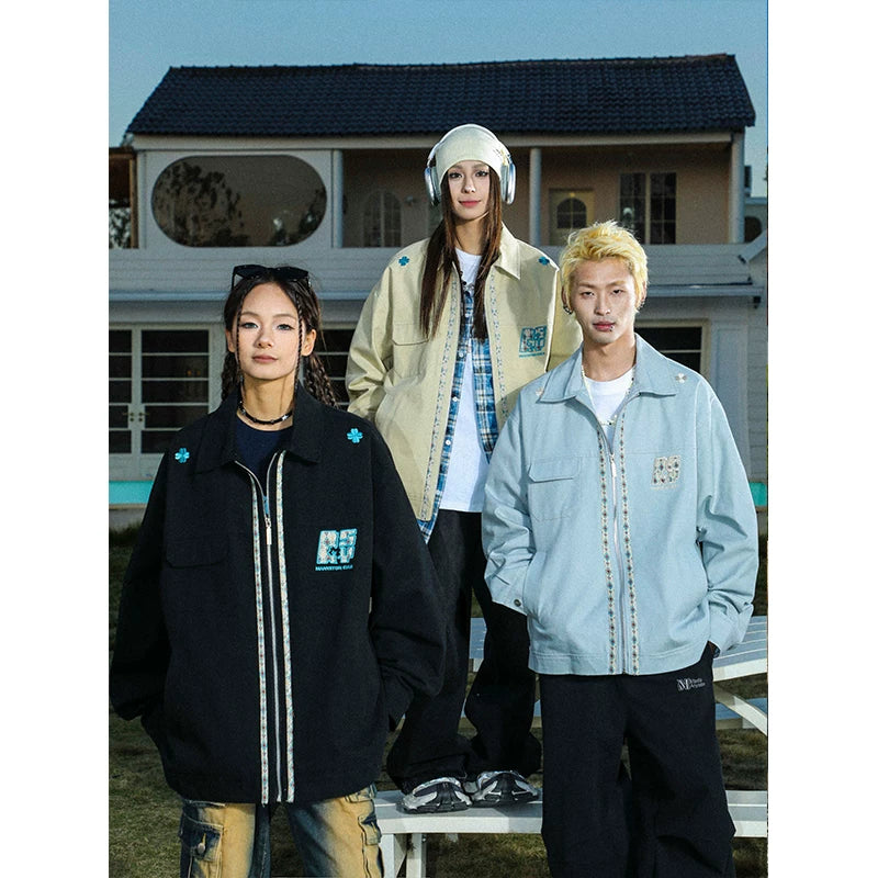 Manyston american high street youthcasualoutwearmen's spring autumfashionable brandcouppure cottonworkwearjacket