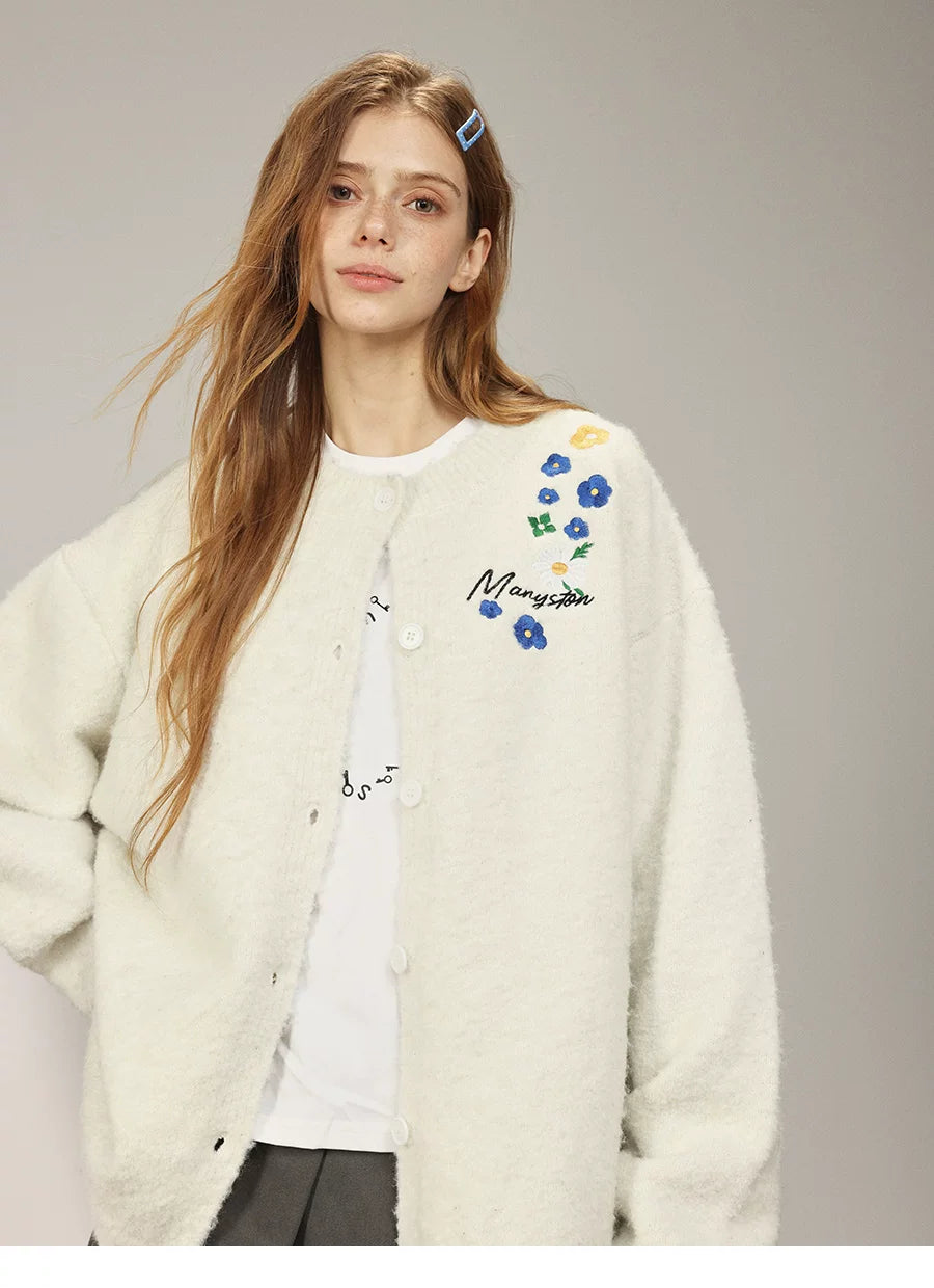 MANYSTON American Knitted Cardigan Sweater Men's Spring and Autumn Trendy Brand Loose Couple's Casual Long Sleeve Coat