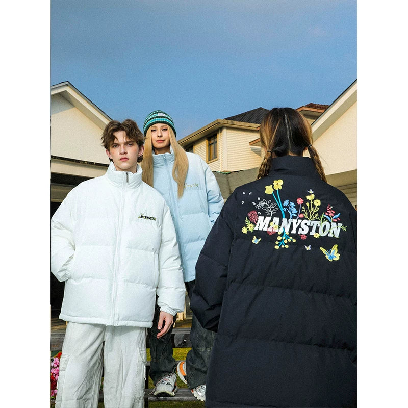 MANYSTON American High Street Youth Waterproof Down Jacket Men's Winter Couple's Stand up Collar Bread Jacket