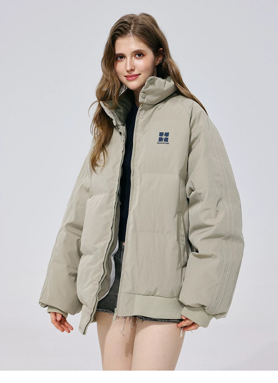MANYSTON American Trendy Brand Stand up Cotton Jacket Men's Winter Youth Thick Cotton Jacket Couple's Casual Jacket