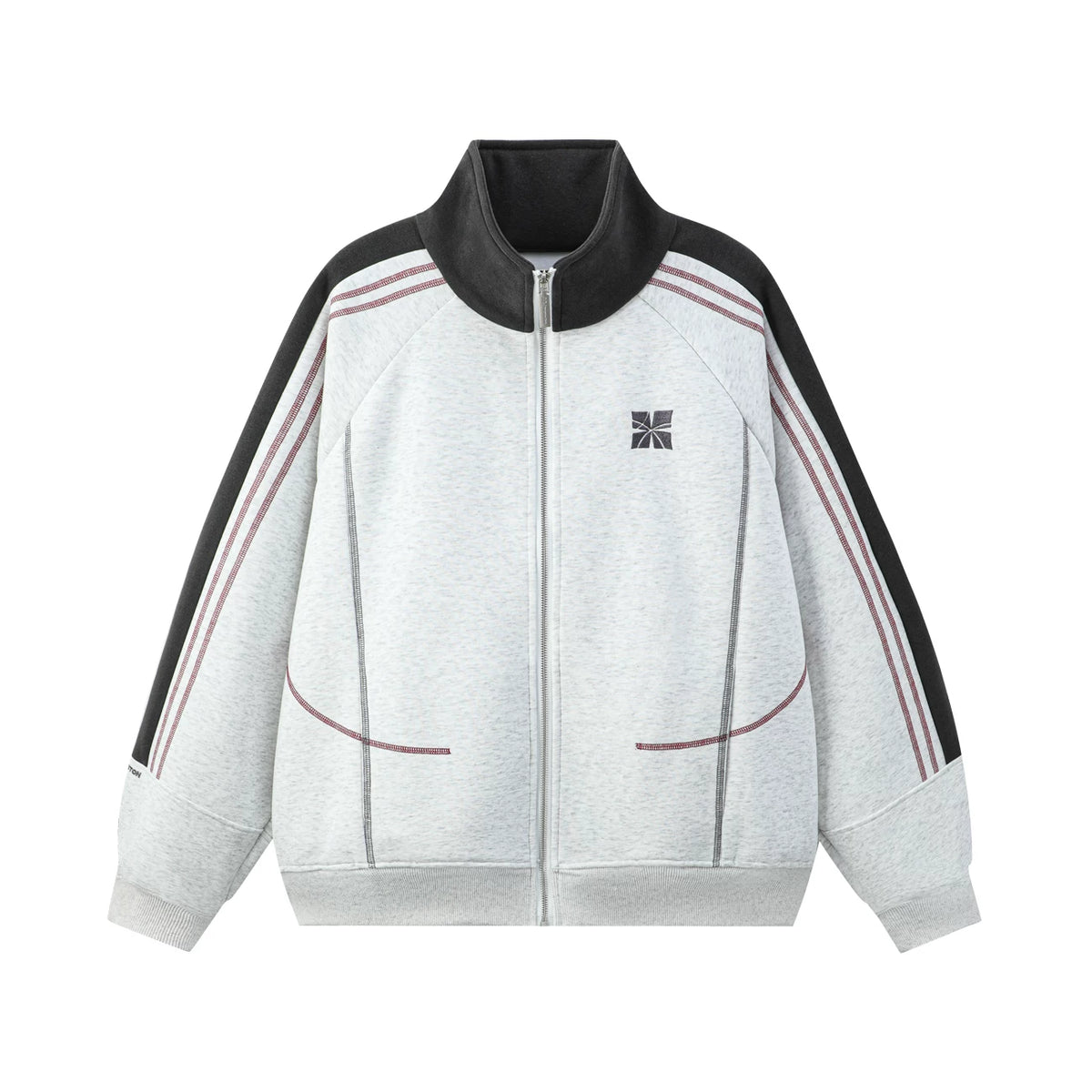 Absolute Same Style MANYSTON American Trendy Brand Color Contrasting Stand Collar Jacket Spring and Autumn Loose Casual Top Coat