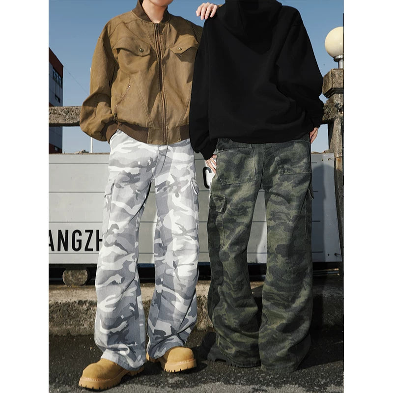 MANYSTON American High Street Camouflage Casual Long Pants Men's Spring and Autumn Youth Loose Straight Work Pants